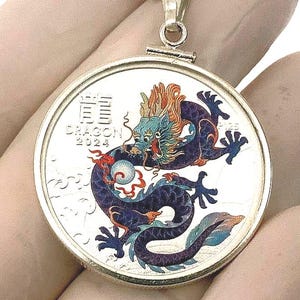 Paarse Lunar DRAGON S925 sterlingzilveren ring 1/2 Ounce zilveren munt sleutelhanger