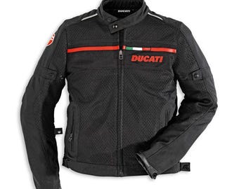 Ducati Corse G. Flow zomer motorjas | Zwart rood textiel bikerkleding heren