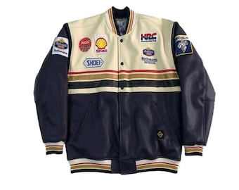 Rothmans Honda Racing Varsity Jacket: Vintage Motorsport Leather Apparel