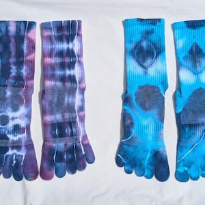 Custom Color! Hand-Dyed Tie Dyed Artisan Toe Socks - Set of 3 Pairs
