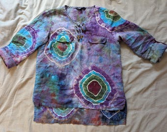 Upcycled Hand-Dyed Tie Dyed Artisan Linen Tunic