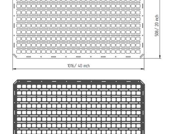 DIY MOLLE Panel Dimensions 40x20 Inches (490x950 mm) - Custom cnc dxf files for under-seat or rear cubby car organizer