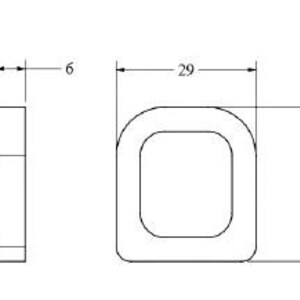Könnte beinhalten: Ein silberner Metallring mit quadratischer Form und abgerundeten Kanten. Der Ring hat einen Durchmesser von 81 cm und eine Breite von 15 cm.
