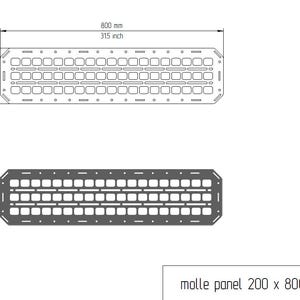 DIY MOLLE Panel Dimensions 200x800 mm - Custom cnc dxf files for under-seat or rear cubby car organizer