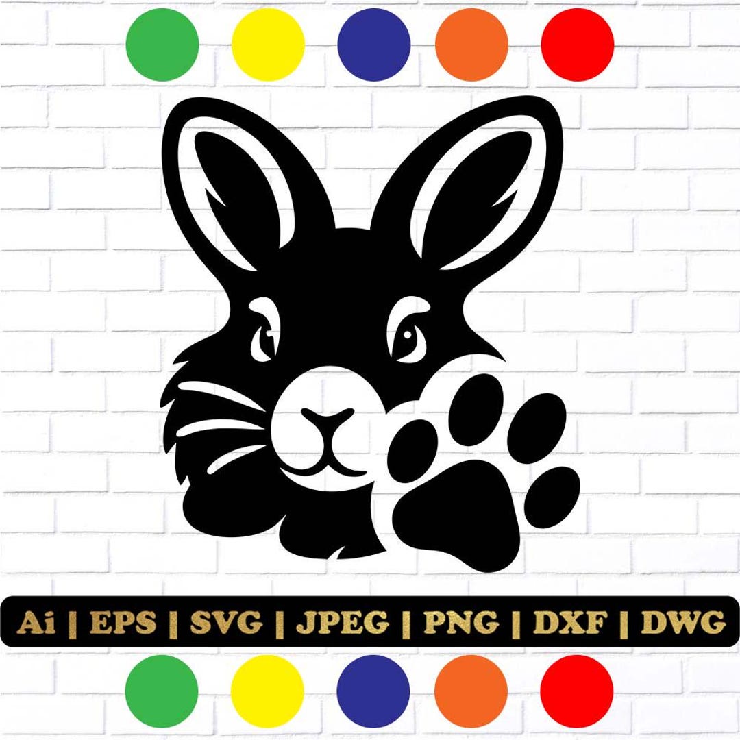 Bunny Svg, Bunny Paw Svg, Rabbit Foot Print, Paw Ornament Svg, Cute Big ...