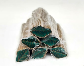 Rose Leaf Cane, Dark Green Raw Polymer Clay Cane