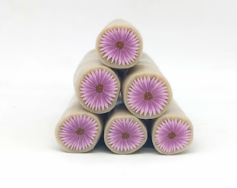 Lavender Daisy Flower Cane, Raw Polymer Clay Millefiore Unbaked