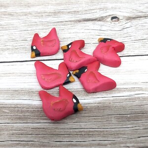 Cardinal Beads, Red Bird Beads, Polymer Clay Birds, 6 Pieces image 2