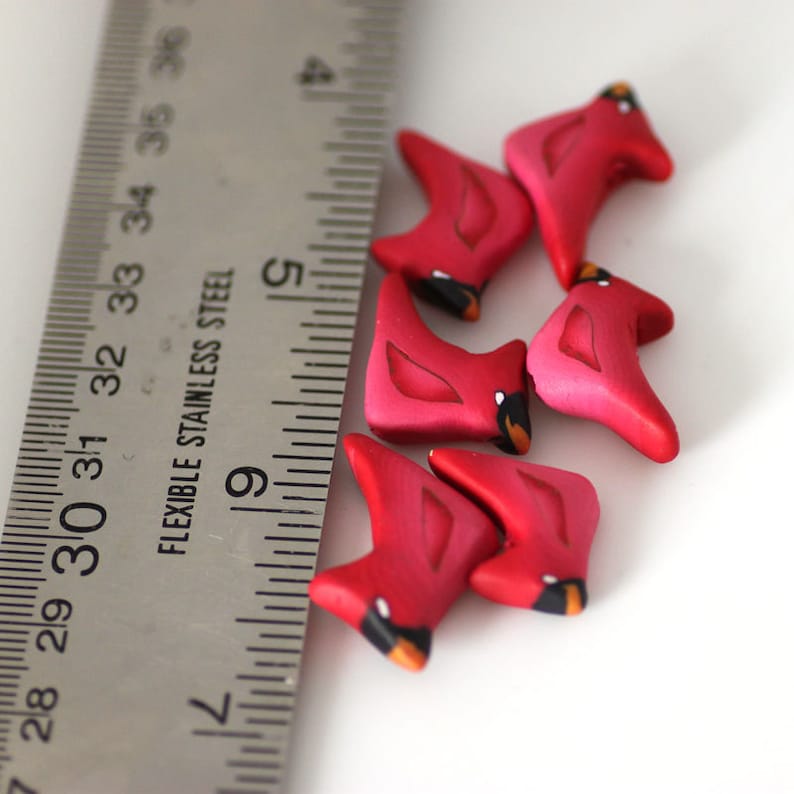 Cardinal Beads Red Bird Beads Polymer Clay Birds 6 Pieces - Etsy