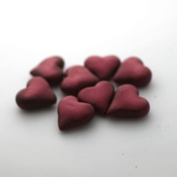 Red Heart Beads, Polymer Clay Beads, Crimson Hearts 8 Pieces