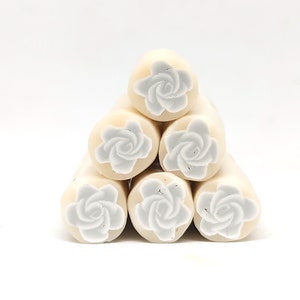 White Rose Cane, Raw or Unbaked Polymer Clay Cane with Translucent Background