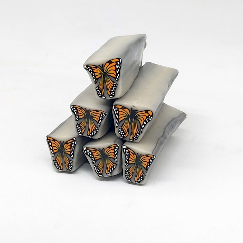Monarch Butterfly Cane, Raw or Unbaked Polymer Clay Cane image 6