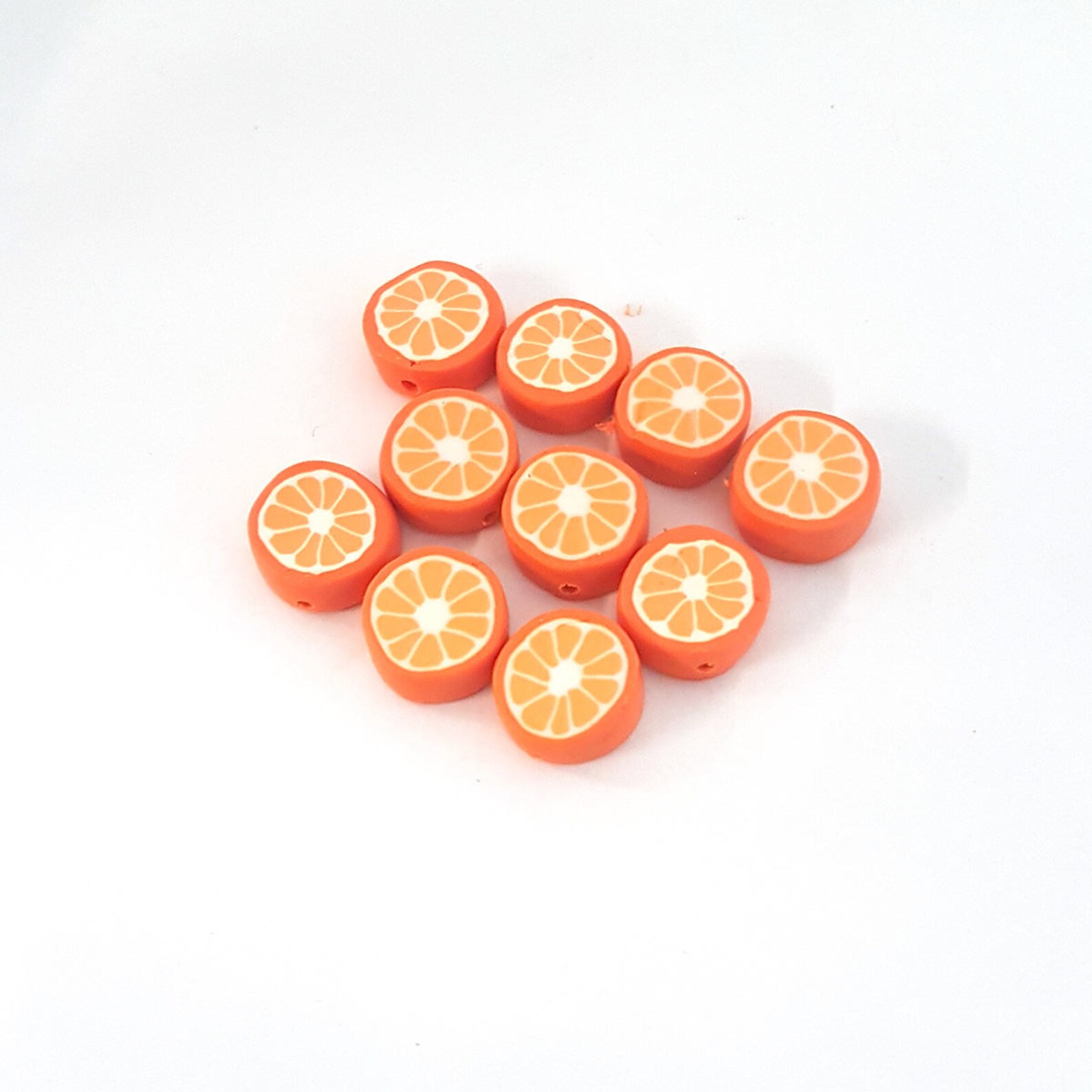Orange Beads Polymer Clay Fruit Beads Tiny Citrus Beads 10 Etsy