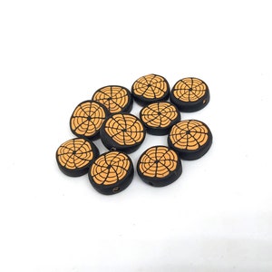 Spider Web Beads, Black and Orange Halloween Beads, 10 Pieces