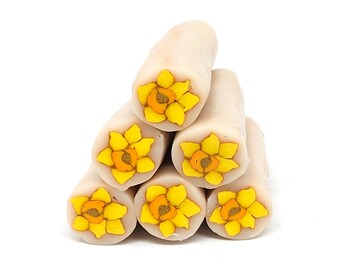 Yellow Daffodil Cane, Raw Unbaked Polymer Clay Flower Cane