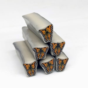 Monarch Butterfly Cane, Raw or Unbaked Polymer Clay Cane image 5