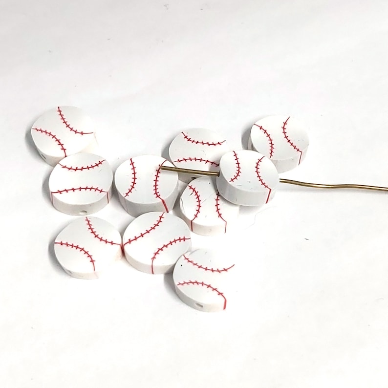Baseball Beads Polymer Clay Beads Sports Beads Cane Slices Etsy