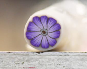 Purple Flower Cane, Polymer Clay Cane, Purple 10 Petal Cane Raw Unbaked