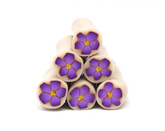 Wood Violet Flower Cane, Unbaked or Raw Polymer Clay Flower Millefiori