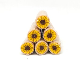 Sunflower Cane, Raw or Unbaked Polymer Clay Flower Millefiori