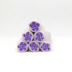 Purple Rose Cane, Raw or Unbaked Polymer Clay Flower with Translucent Background