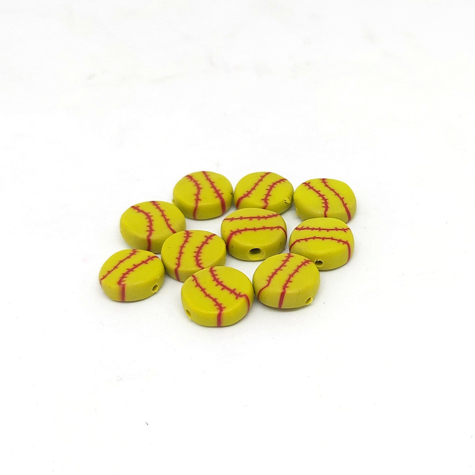 Softball Beads Polymer Clay Beads Sports Beads Cane Slices Etsy