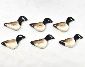 Canada Goose Beads, Polymer Clay Beads, 6 Pieces