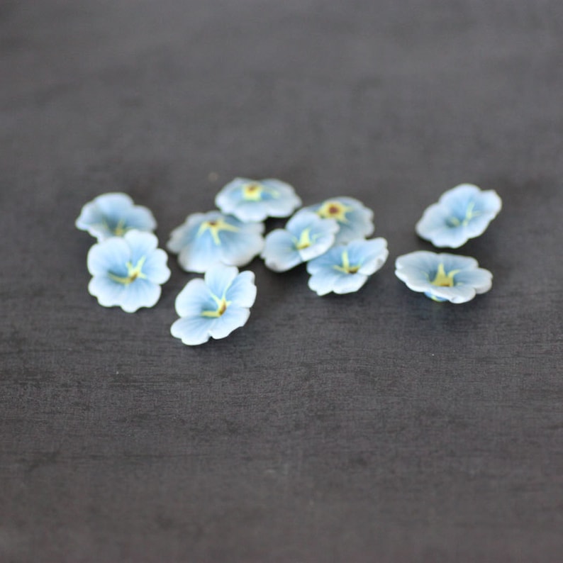 Forget Me Not Beads Polymer Clay Beads Blue Flower Beads ...