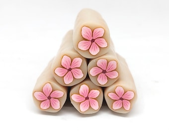 Cherry Blossom Cane, Unbaked or Raw Polymer Clay Flower Millefiori