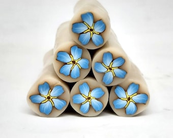 Forget Me Not Flower Cane, Unbaked or Raw Polymer Clay Flower Millefiori