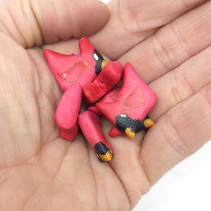 Cardinal Beads, Red Bird Beads, Polymer Clay Birds, 6 Pieces image 5