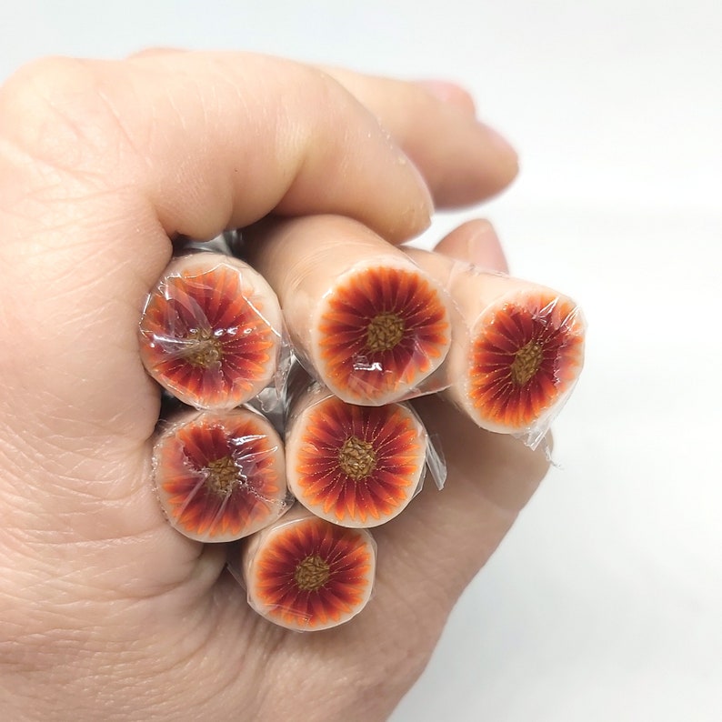 Rust Red Sunflower Cane Polymer Clay Millefiore Raw or - Etsy