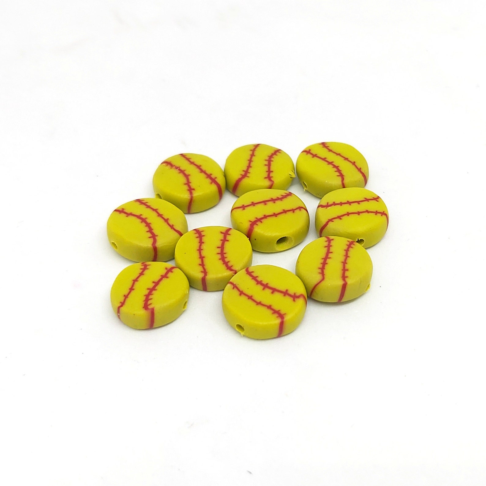 Softball Beads Polymer Clay Beads Sports Beads Cane Slices Etsy