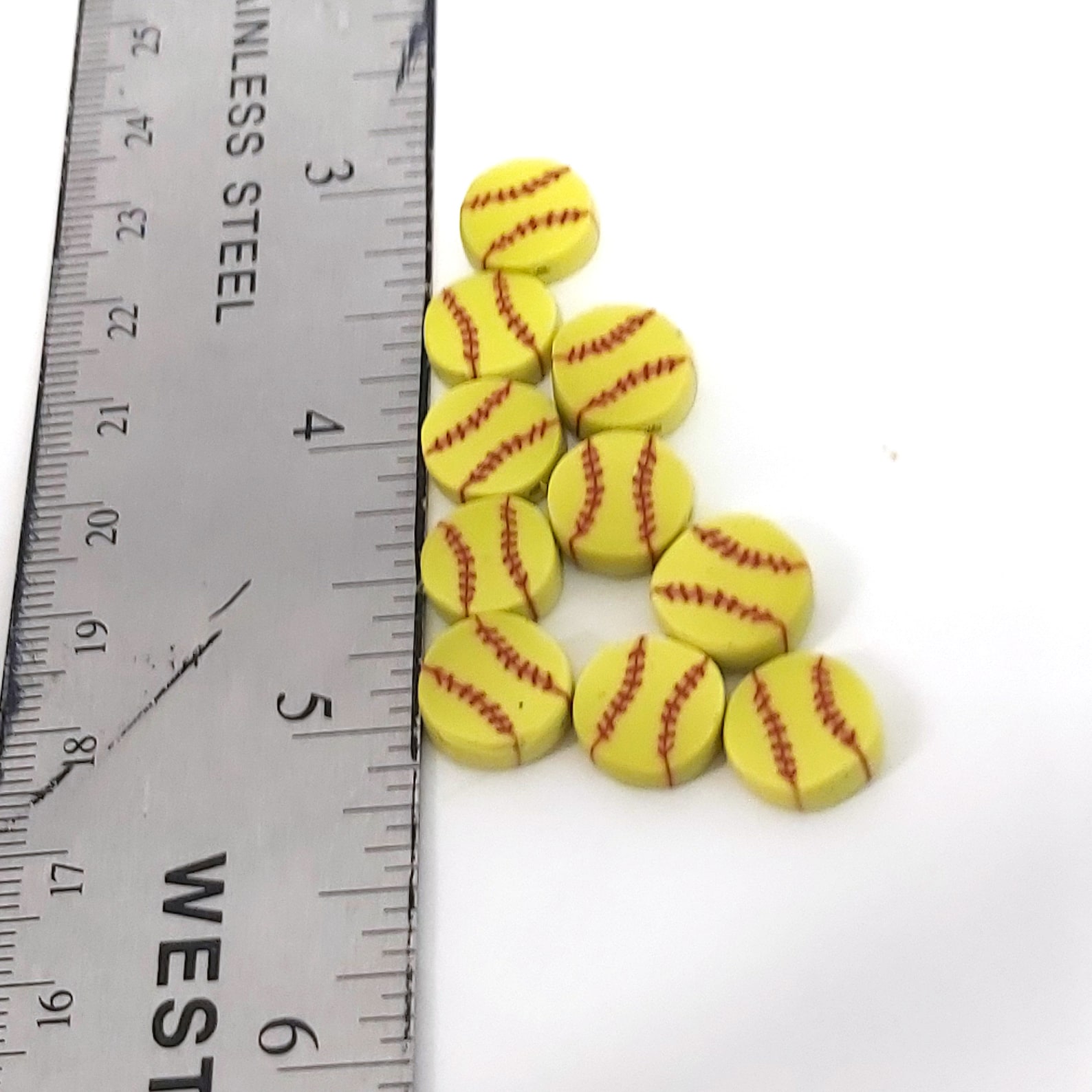 Softball Beads Polymer Clay Beads Sports Beads Cane Slices Etsy