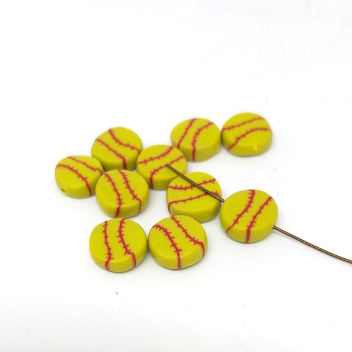 Softball Beads Polymer Clay Beads Sports Beads Cane Slices Etsy