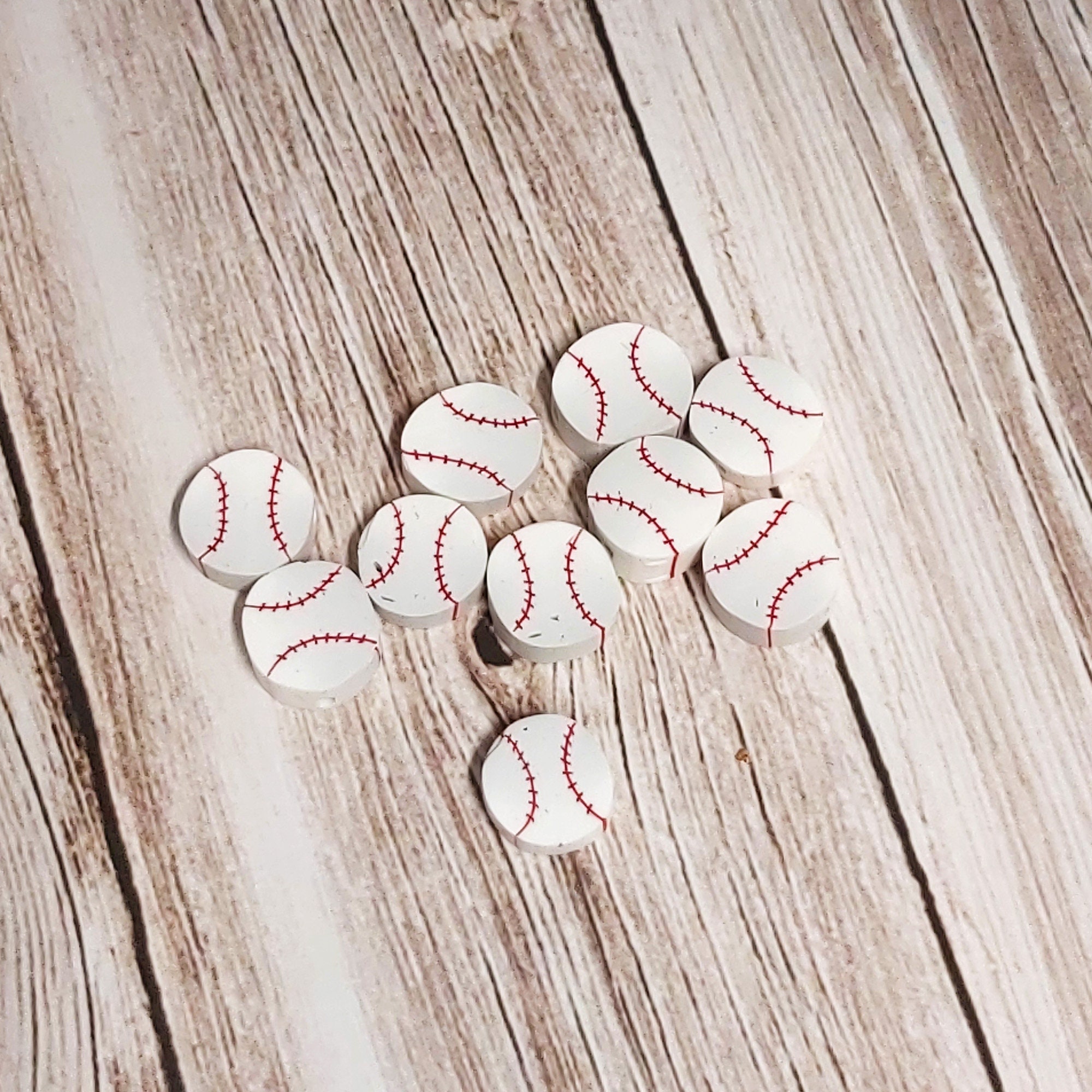 Baseball Beads Polymer Clay Beads Sports Beads Cane Slices Etsy