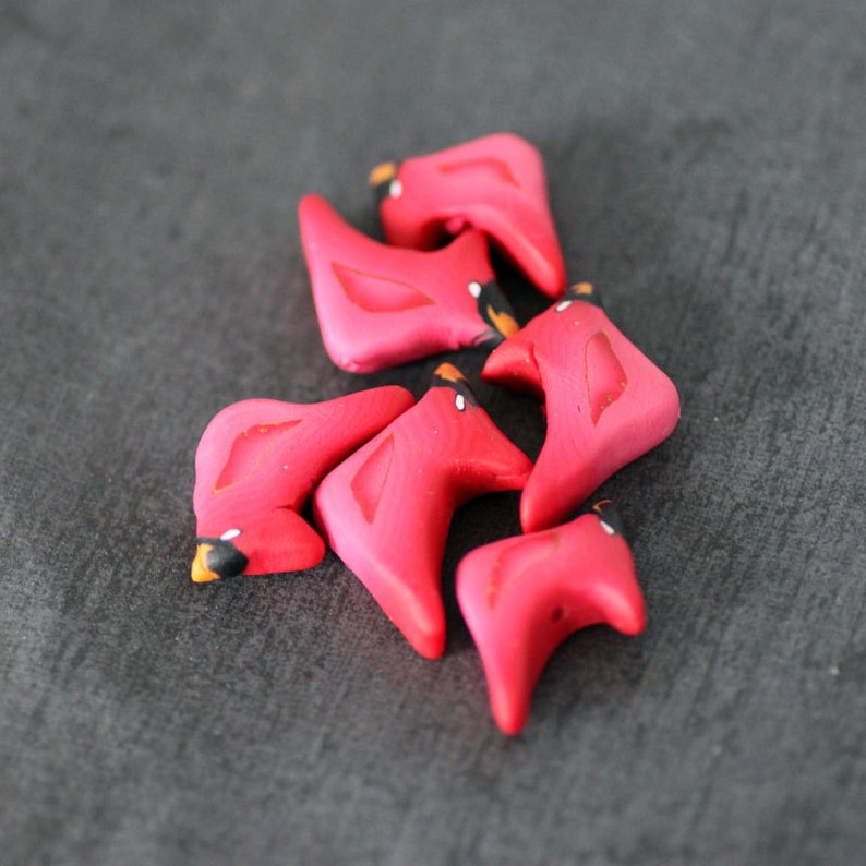 Cardinal Beads Red Bird Beads Polymer Clay Birds 6 Pieces - Etsy Canada