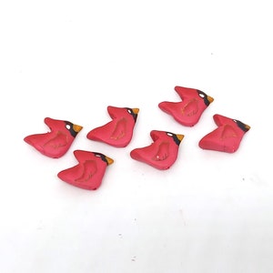 Cardinal Beads, Red Bird Beads, Polymer Clay Birds, 6 Pieces image 7