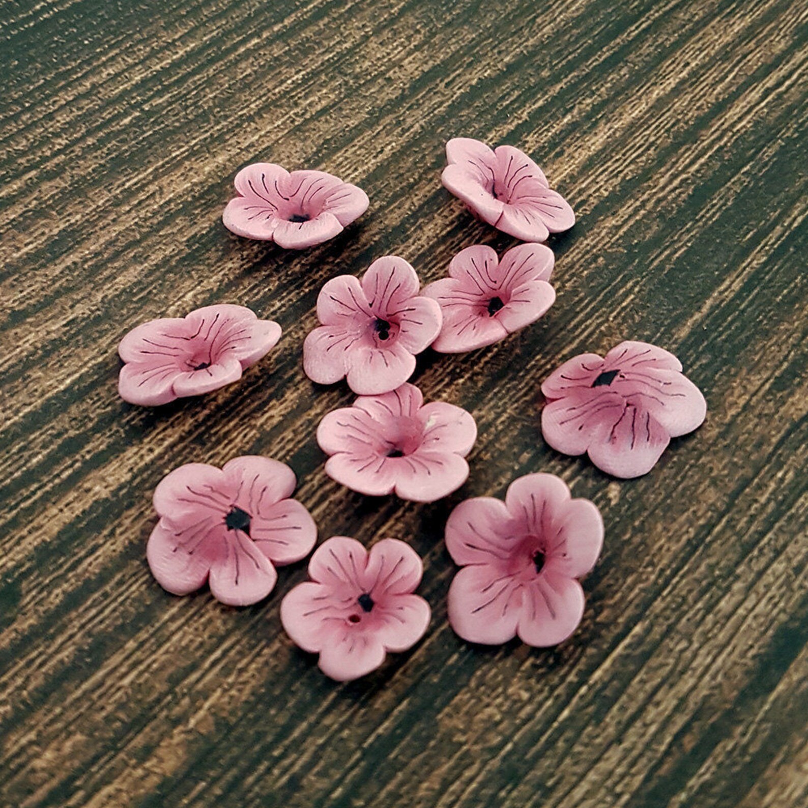 Cherry Blossom Beads Polymer Clay Beads Light Pink Flowers Etsy