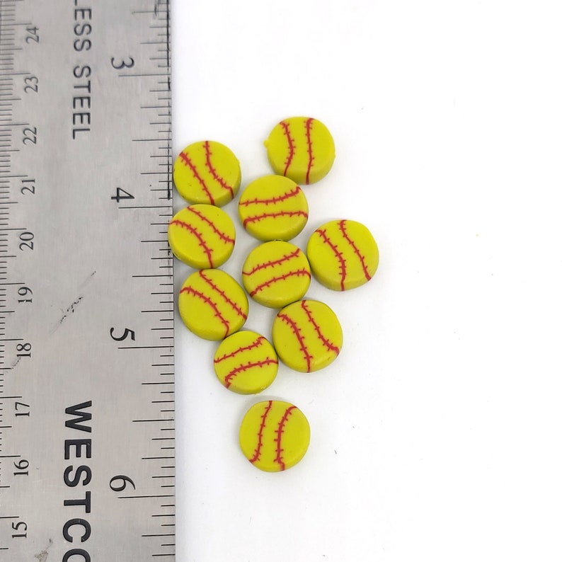 Softball Beads Polymer Clay Beads Sports Beads Cane Slices Etsy