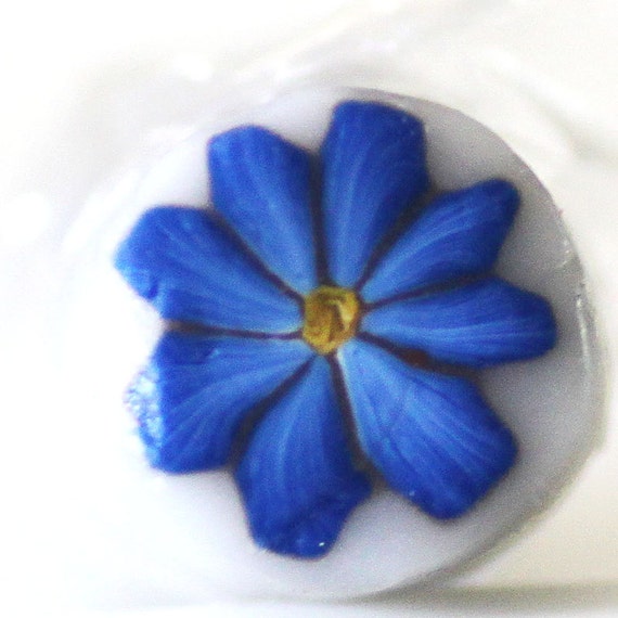 Navy Blue Flower, Polymer Clay Cane, Dark Blue Wildflower Raw Unbaked Cane, 8 Petal, Translucent Clay