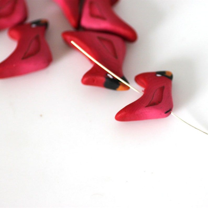 Cardinal Beads Red Bird Beads Polymer Clay Birds 6 Pieces - Etsy
