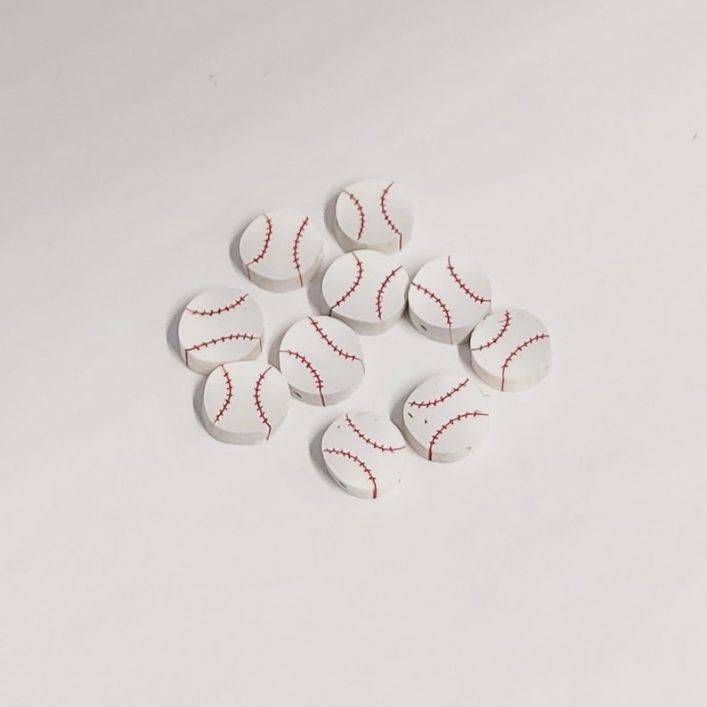 Baseball Beads Polymer Clay Beads Sports Beads Cane Slices Etsy