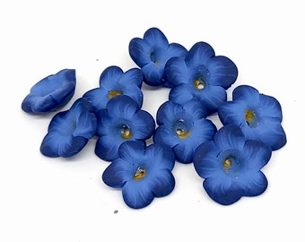 Navy Blue Flowers Beads, Polymer Clay Beads, 10 pieces