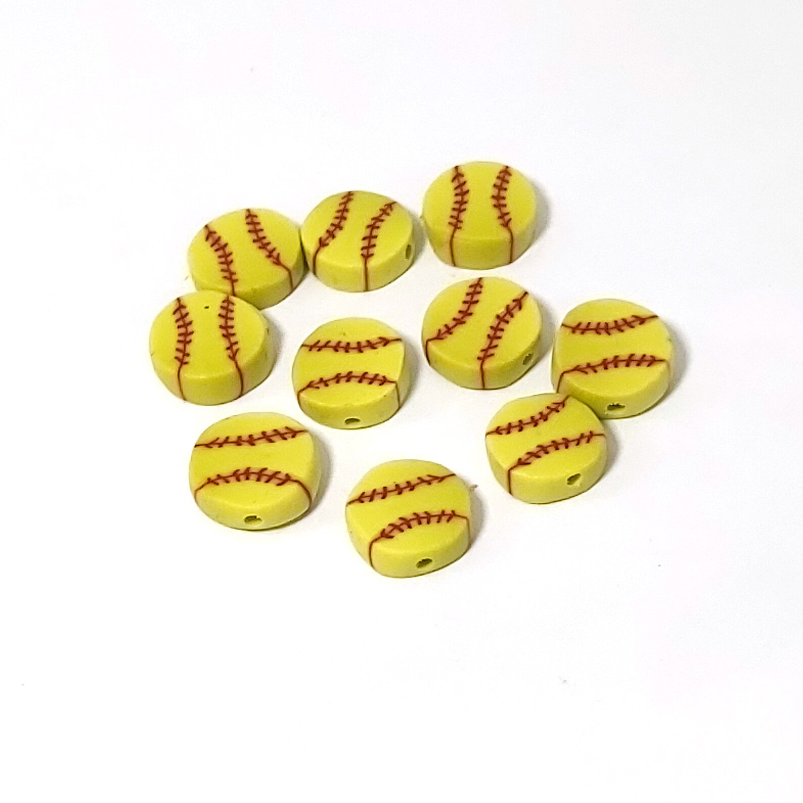 Softball Beads Polymer Clay Beads Sports Beads Cane Slices Etsy