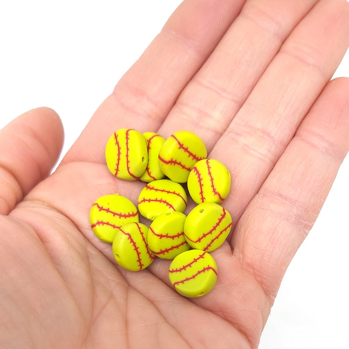Softball Beads Polymer Clay Beads Sports Beads Cane Slices Etsy
