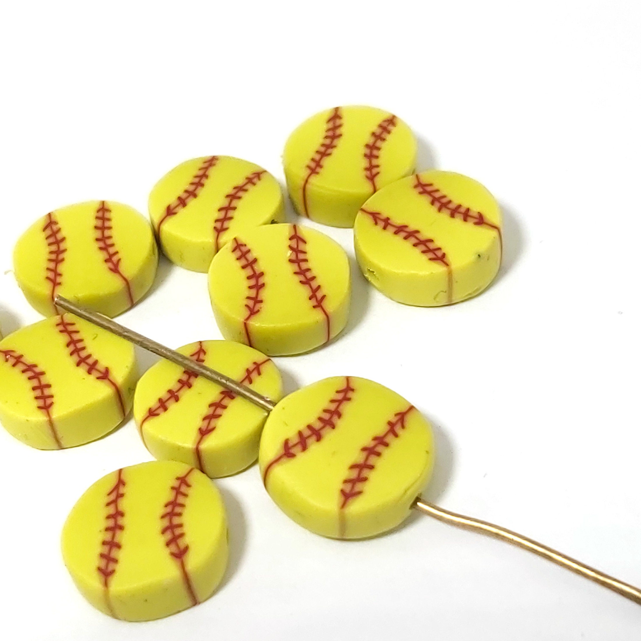 Softball Beads Polymer Clay Beads Sports Beads Cane Slices Etsy