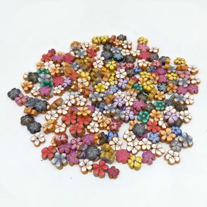 Small Flower Beads, Polymer Clay Beads, Rainbow Mix, Grab Bag of 50 Pieces, Cane Slice Beads image 5