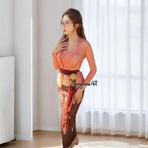 Kebaya Norvina Semi Prancis Kotak Bed Kutubaru Elegan And Modern,Bali Kebaya,Balinese Dress,Kebaya Bali,Bali Blouse,Balinese Kebaya