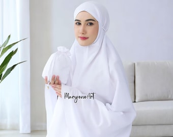 Adult Travel Mukena Soft Cotton 2in1 with Pouch,Muslim Prayer Dress,Hijab Dress,Jilbab Dress,Telekung Dress,Khimar Dress,Burqa Dress